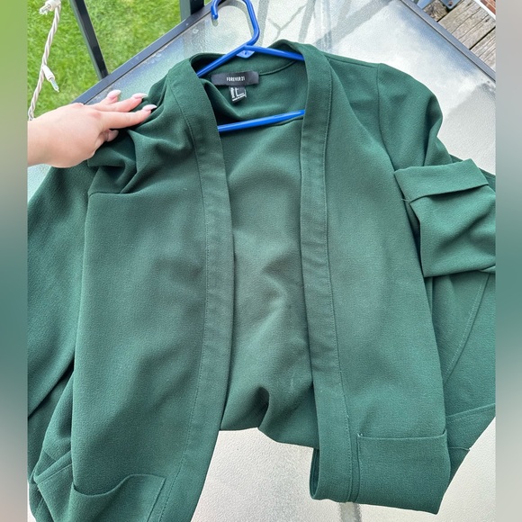 Long Cardigan Blazer Forest Green - Picture 2 of 3